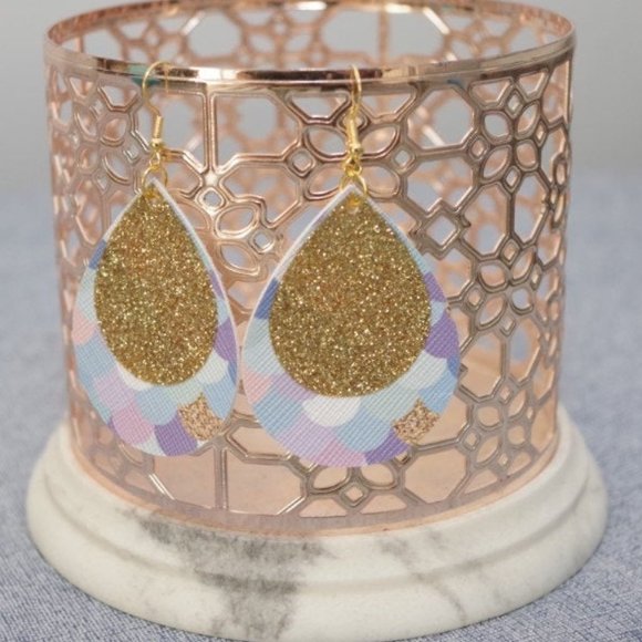 Purple Mermaid Teardrop Earrings - Picture 1 of 3